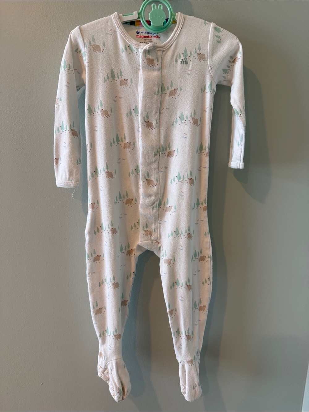 Magnetic Me 12-18M Babe in the Woods bear print organic cotton footie